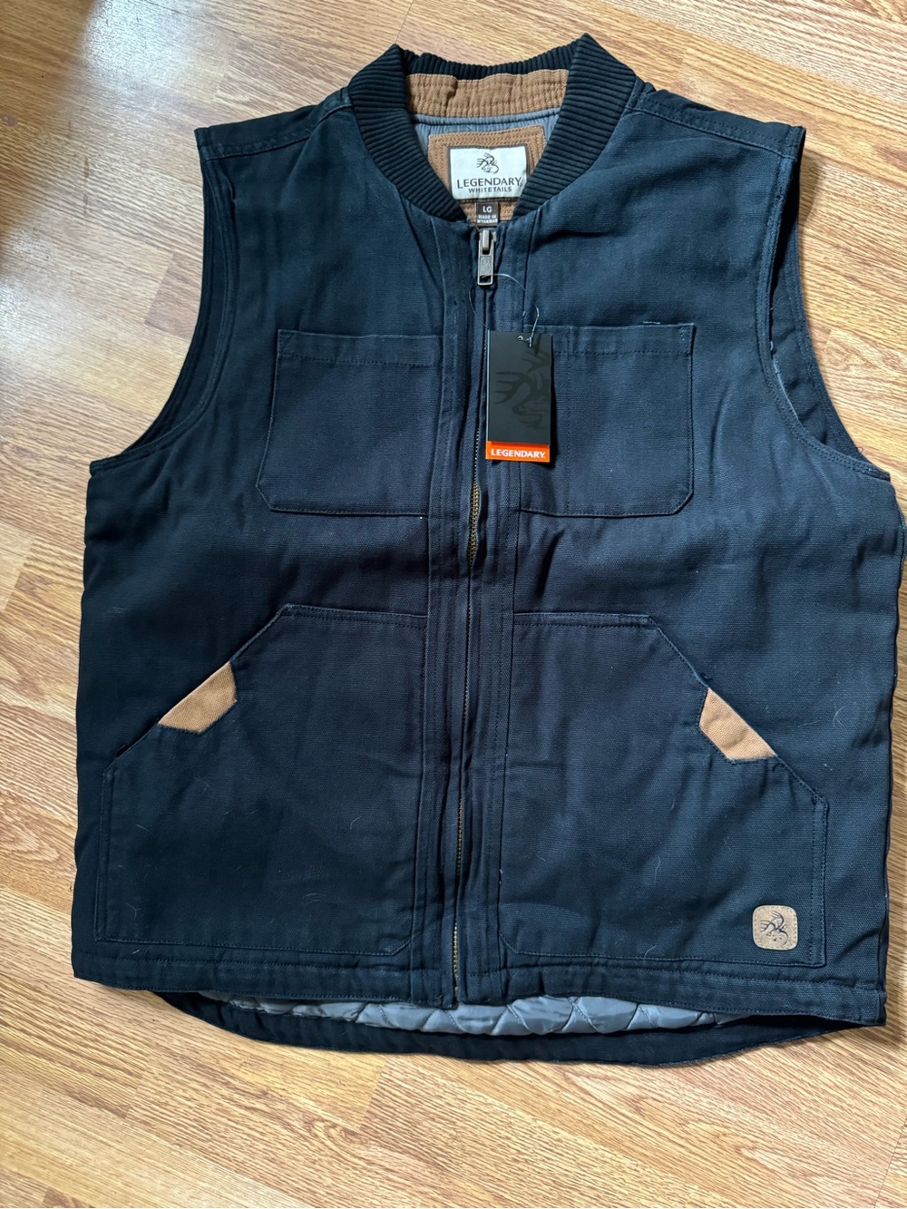 Legendary Whitetails Black Workwear Vest with Tan Accents